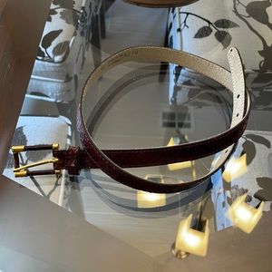 Burgundy brown vintage Anne Klein snakeskin belt